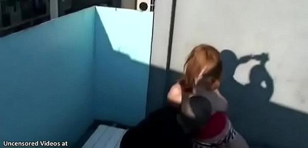  Japanese horny redhead loves outdoor sex